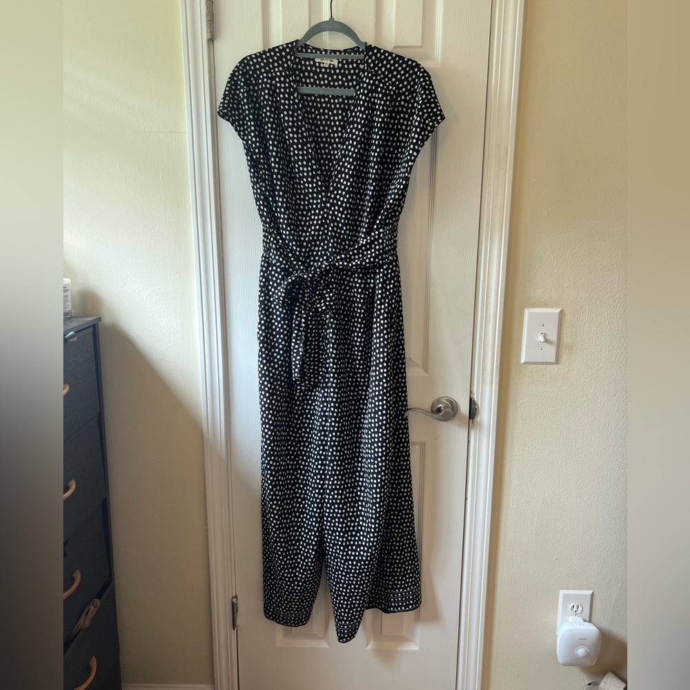Max Studio Black and White Polka Dot Jumpsuit Size XL